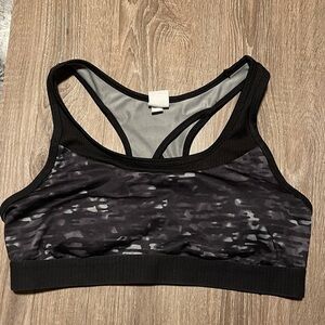 Champion Sports Bra - Black & Gray print - Large